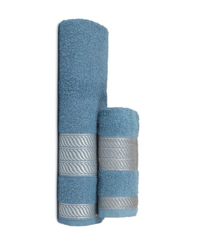 Jogo de Toalha (Banho + Rosto) Siena Azul Escuro Algodão