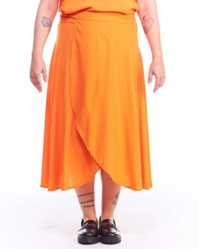 Saia Pareô Laranja Midi Viscose