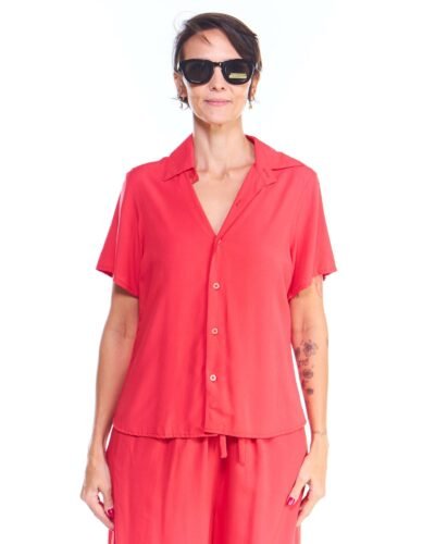 Camisa Feminina Viscose Vermelha Manga Curta